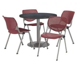 Kfi Round Pedastal Table, 36 W, 36 L, 29 H, Laminate Top, Grey