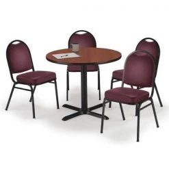 Kfi Round 42 W, 42 L, 29 H, Laminate Top, Mahogany