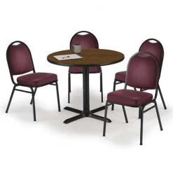 Kfi Round 36 W, 36 L, 29 H, Laminate Top, Walnut