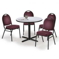 Kfi Round Pedastal Table, 36 W, 36 L, 29 H, Laminate Top, Grey