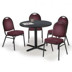 Kfi Round Pedastal Table, 36 W, 36 L, 29 H, Laminate Top, Graphite