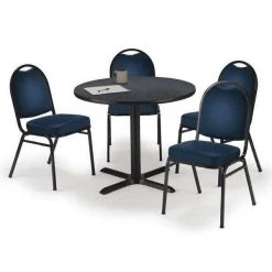Kfi Round Pedastal Table, 42 W, 42 L, 29 H, Laminate Top, Graphite