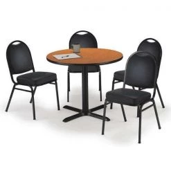 Kfi Round 36 W, 36 L, 29 H, Laminate Top, Medium Oak