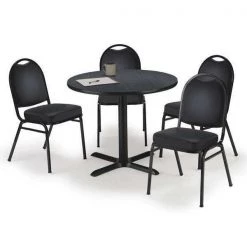 Kfi Round Pedastal Table, 42 W, 42 L, 29 H, Laminate Top, Graphite