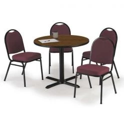 Kfi Round 36 W, 36 L, 29 H, Laminate Top, Walnut