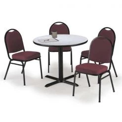 Kfi Round Pedastal Table, 36 W, 36 L, 29 H, Laminate Top, Grey