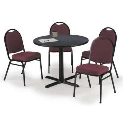 Kfi Round Pedastal Table, 36 W, 36 L, 29 H, Laminate Top, Graphite