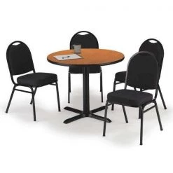 Kfi Round 42 W, 42 L, 29 H, Laminate Top, Medium Oak