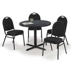 Kfi Round Pedastal Table, 42 W, 42 L, 29 H, Laminate Top, Graphite