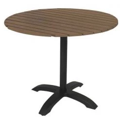 Kfi Square Pedestal Table, 32" W, 30" H, Aluminum Top, Mocha