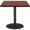 Square KFI 30" Square Breakroom Table with Mahogany Top, Round Black Base, 30 W, 30 L, 29 H -Kitchen & Dining Furniture Sales Store Z tsH qcpEx 1