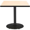 Square KFI 36" Square Breakroom Table with Natural Top, Round Black Base, 36 W, 36 L, 29 H, Natural