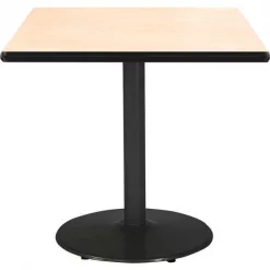 Square KFI 36" Square Breakroom Table with Natural Top, Round Black Base, 36 W, 36 L, 29 H, Natural