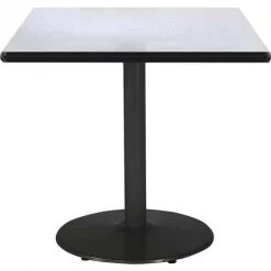 Square KFI 30" Square Breakroom Table with Grey Nebula Top, Round Black Base, 30 W, 30 L, 29 H