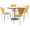 Round KFI Round 42" Dia. Breakroom Table with 4 Natural Bentwood CafÃ© Chairs, Natural Laminate Top