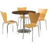 Round KFI Round 42" Dia. Breakroom Table with 4 Natural Bentwood CafÃ© Chairs, Walnut Laminate Top