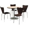 Round KFI Round 36" Dia. Pedestal Table with 4 Espresso Bentwood CafÃ© Chairs, Natural Laminate Top