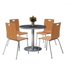 Kfi Round Pedastal Table, 36 W, 36 L, 29 H, Wood Top, Graphite