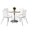 Round KFI Round 36" Dia. Pedestal Table with 4 White Stacking Bentwood Chairs, Natural Laminate Top -Kitchen & Dining Furniture Sales Store Z tsHwocpEx