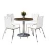 Round KFI Round 42" Dia. Pedestal Table with 4 White Stacking Bentwood Chairs, Walnut Laminate Top -Kitchen & Dining Furniture Sales Store Z tsHwpcpEx
