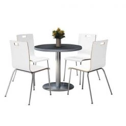 Kfi Round Pedastal Table, 36 W, 36 L, 29 H, Wood Top, Graphite