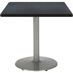 Kfi Square Pedestal Table, 42" W, 29" (Cafe Height) H, Laminate Top, Graphite Nebula