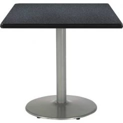 Kfi Square Pedestal Table, 36" W, 29" (Cafe Height) H, Laminate Top, Graphite Nebula