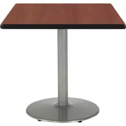 Kfi Square Pedestal Table, 36" W, 29" (Cafe Height) H, Laminate Top, Mahogany