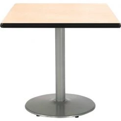 Kfi Square Pedestal Table, 36" W, 29" (Cafe Height) H, Laminate Top, Natural