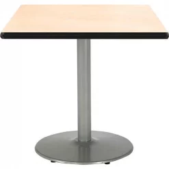 Kfi Square Pedestal Table, 42" W, 29" (Cafe Height) H, Laminate Top, Natural