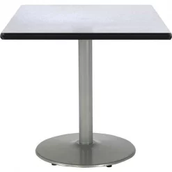 Kfi Square Pedestal Table, 42" W, 29" (Cafe Height) H, Laminate Top, Gray Nebula