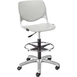 Kfi Poly Adjustable Stool, Perforated Back, Color: Light Gray