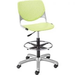 Kfi Poly Adjustable Stool, Perforated Back, Color: Lime Green