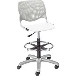 Kfi Poly Adjustable Stool, Perforated Back, Color: Light Gray, White