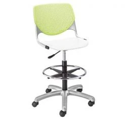 Kfi Poly Adjustable Stool, Perforated Back, Color: Lime Green, White