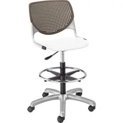Kfi Poly Adjustable Stool, Perforated Back, Color: Brownstone, White