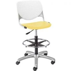 Kfi Poly Adjustable Stool, Perforated Back, Color: White, Yellow