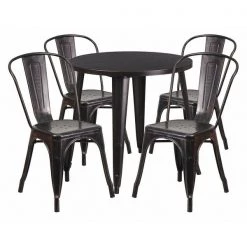 Flash Furniture Round 30" W, 30" L, 29.5" H, Metal Top, Gold