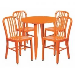 Flash Furniture Round 30" W, 30" L, 29.5" H, Metal Top, Orange