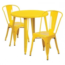 Flash Furniture Round 30" W, 30" L, 29.5" H, Metal Top, Yellow