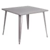 Flash Furniture Square 35.5" W, 35.5" L, 29.75" H, Metal Top, Grey
