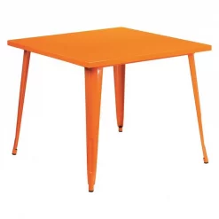 Flash Furniture Square Galvanized Steel, Rubber Top, Orange