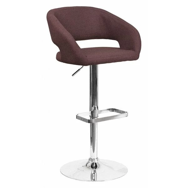 Flash Furniture Brown Fabric Barstool, Adj Height, Frame Material: Metal 3 Flash Furniture Brown Fabric Barstool, Adj Height, Frame Material: Metal