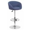Flash Furniture Blue Fabric Barstool, Adj Height, Backrest: Barrel Back