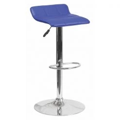 Flash Furniture Blue Vinyl Barstool, Adj Height, Seat Height Range: 23-1/4" to 32"