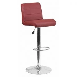 Flash Furniture Burgundy Vinyl Barstool, Adj Height