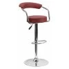Flash Furniture Burgundy Vinyl Barstool, Adj Height