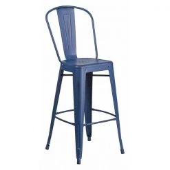 Flash Furniture Distressed Blue Metal Stool, Material: metal