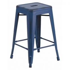 Flash Furniture Distressed Blue Metal Stool