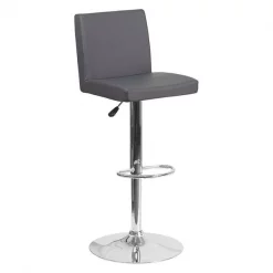 Flash Furniture Gray Vinyl Barstool, Adj Height, Backrest: Panel Back